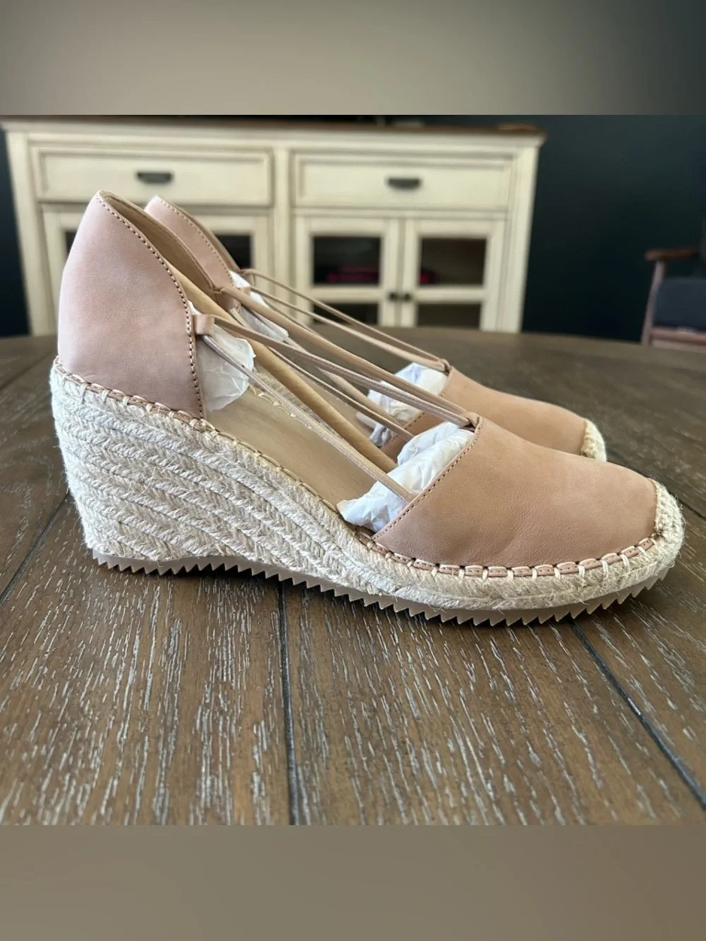 New Eileen Fisher Yasmin Wedge Espadrilles Tumbled Nubuck Leather Size 7